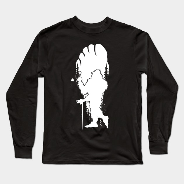 Sasquatch Golf Footprint Bigfoot Golf Player Long Sleeve T-Shirt by Tesszero